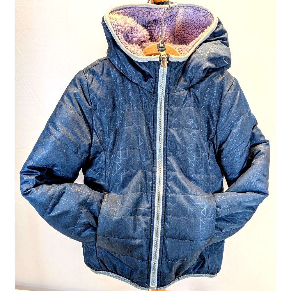 London Fog Girls Toddler 4 Navy Zip Up Hooded Winter Coat Pockets Fleece Lined
